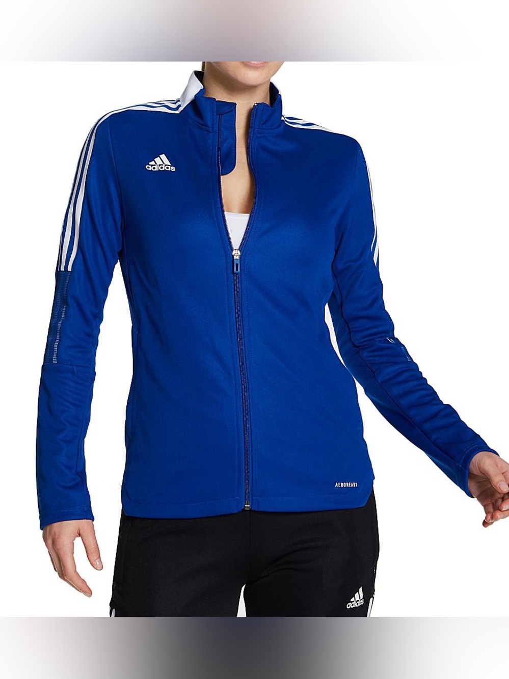 Adidas Women's Small Blue Climalite 3-Stripes Full Zip Track Jacket 💙 Athletic T